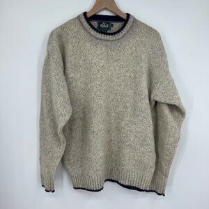 Woolrich Grandpa Sweater Sz L Wool Crewneck Space Gray Knit